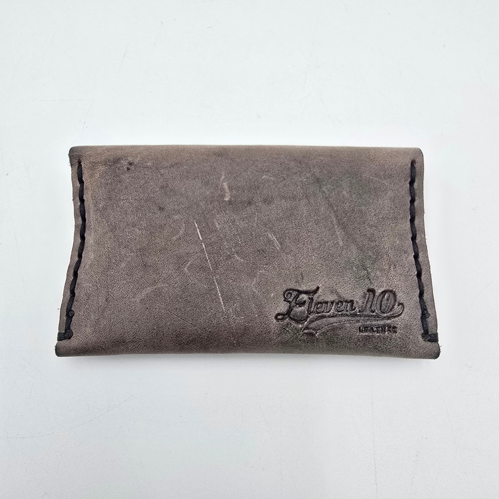 Eleven 10 Leathers Handmade Distressed Brown Leather Card‎ Holder Wallet